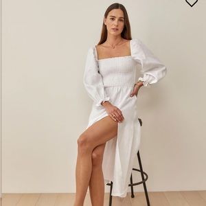 Reformation Gitlane White Linen Dress Size Medium